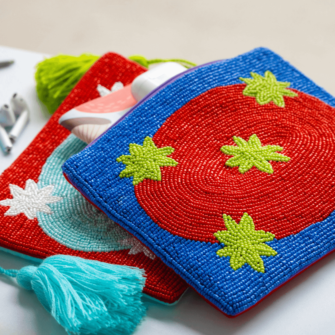 Large Galaxy Beaded Pouch