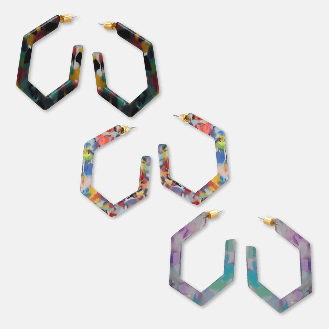 Hexagon Hoop Earrings