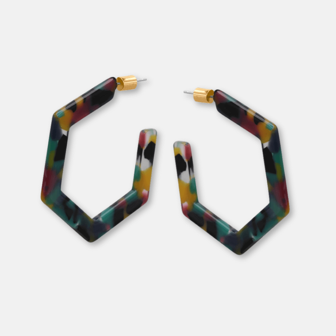 Hexagon Hoop Earrings