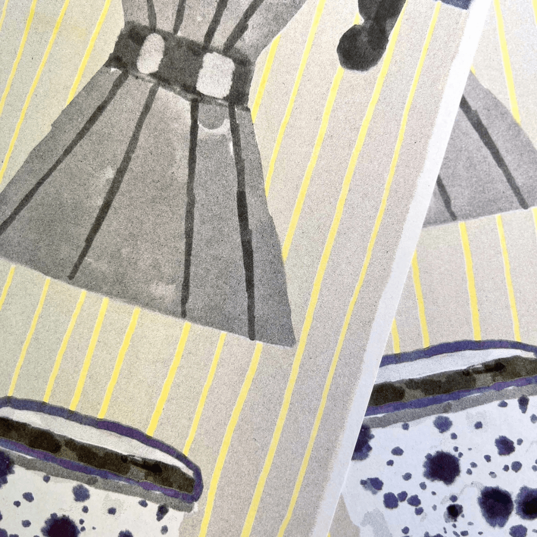 Coffee Pot & Mugs A3 Riso Art Print