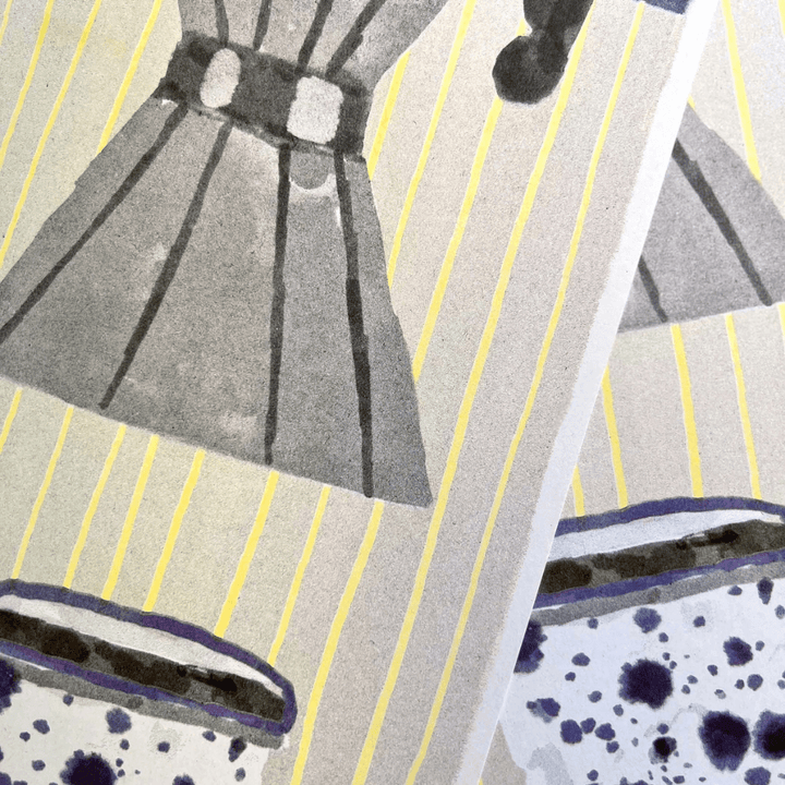 Coffee Pot & Mugs A3 Riso Art Print