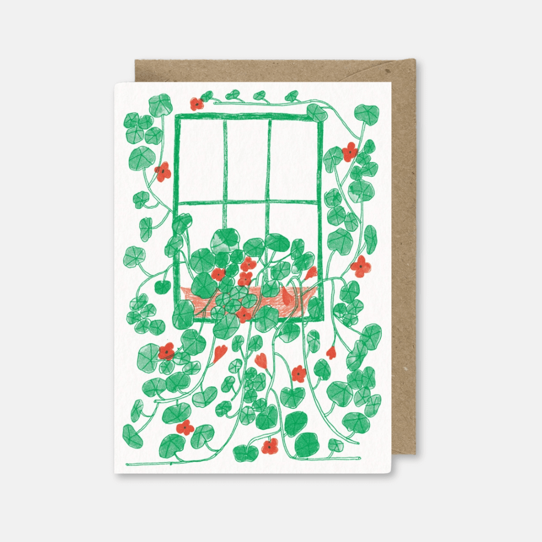Nasturtium Windowsill Greetings Card