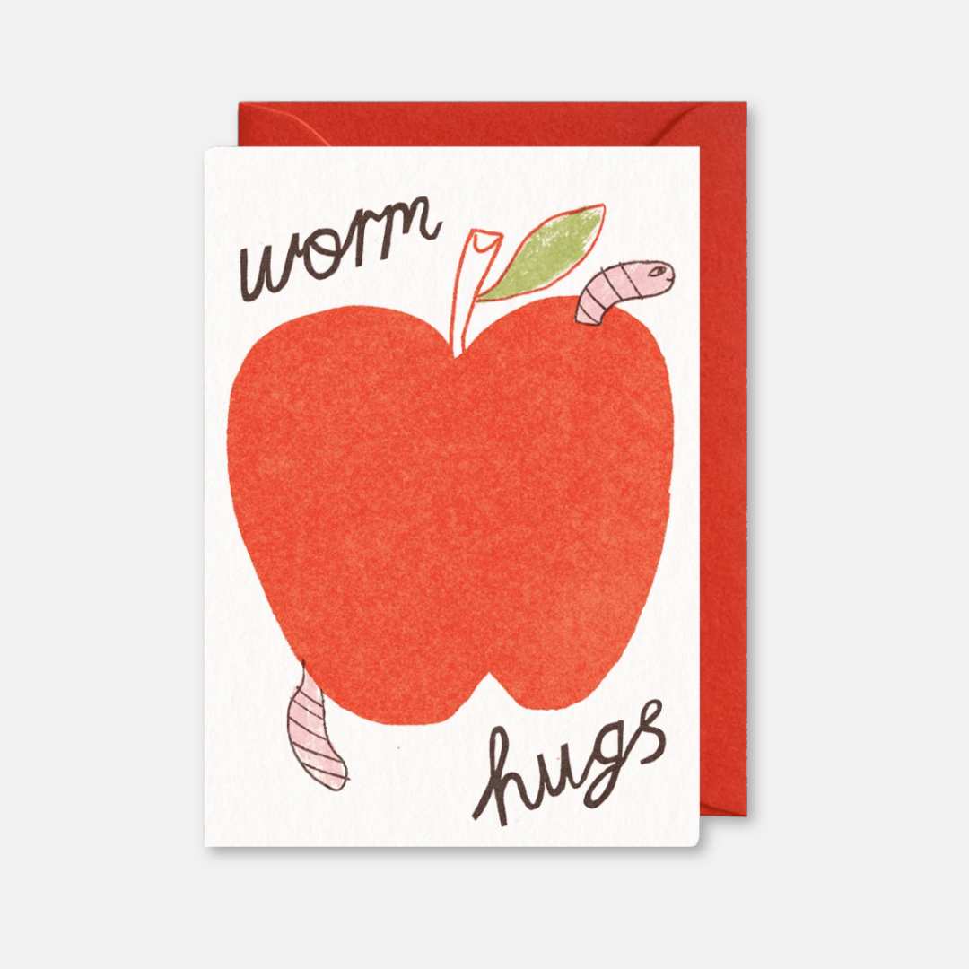 Worm Hugs Greetings Card