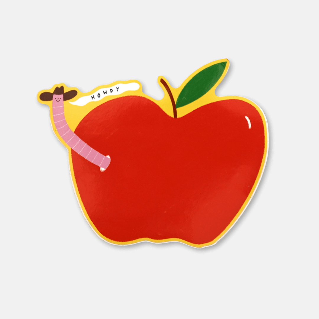 Howdy Worm Cowboy Vinyl Sticker