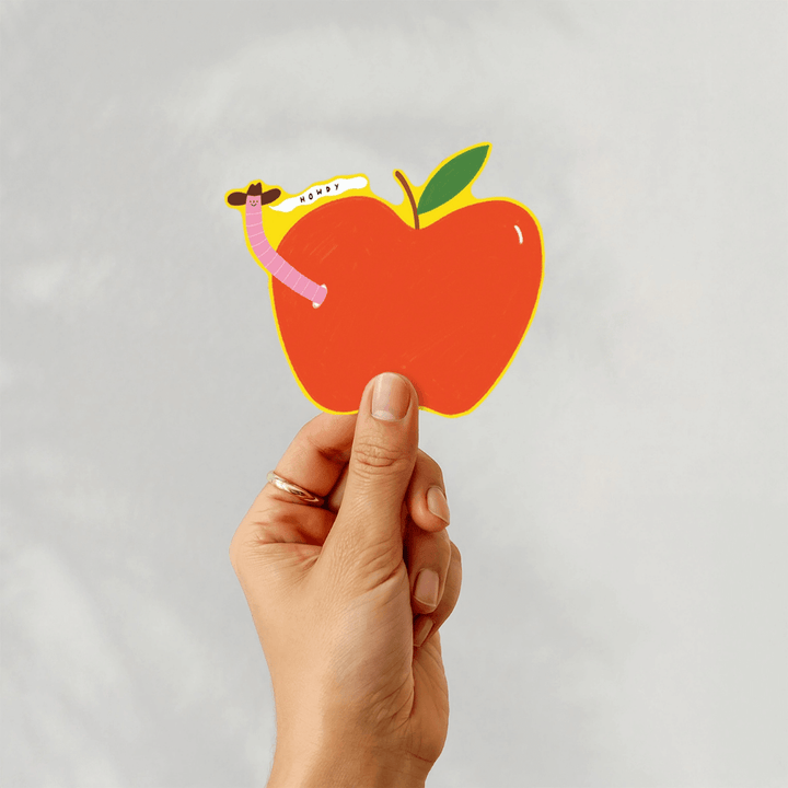 Howdy Worm Cowboy Vinyl Sticker