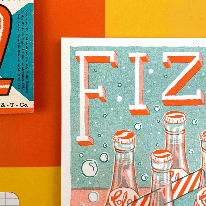 Fizz Cola Bottles A5 Riso Art Print