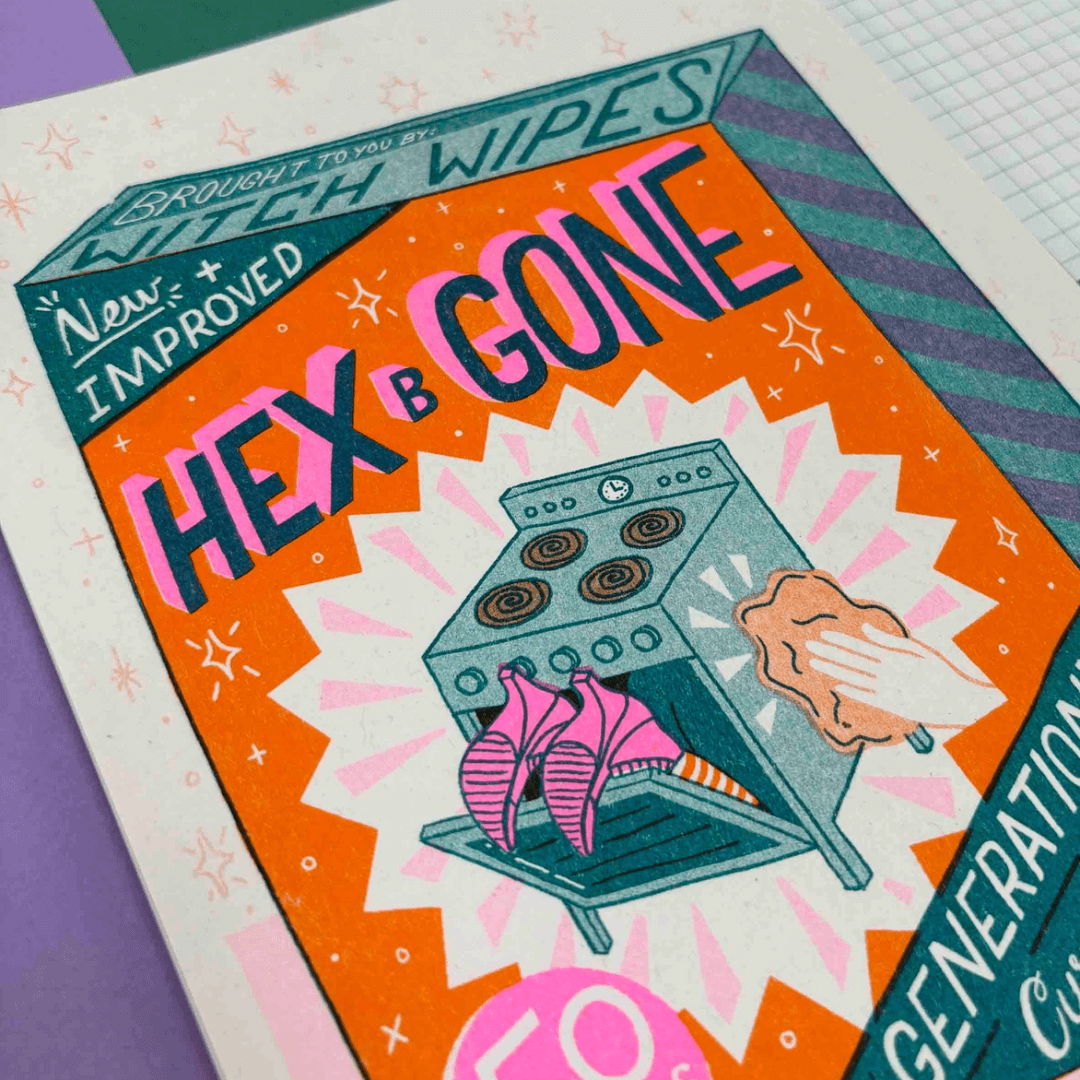 Hex-B-Gone A5 Riso Art Print