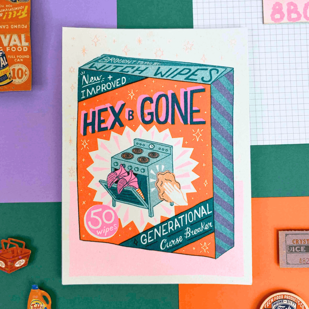 Hex-B-Gone A5 Riso Art Print