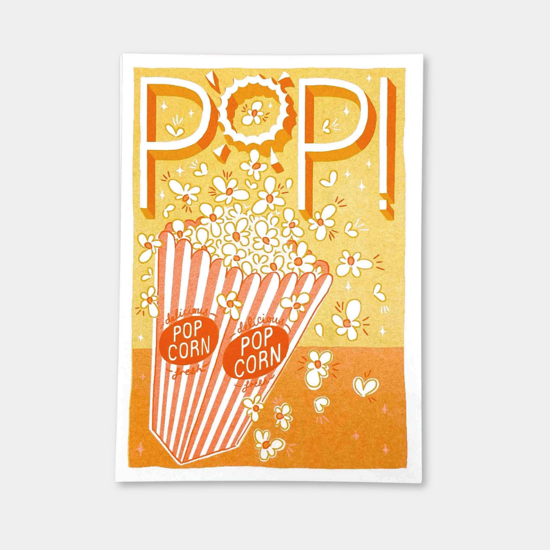Pop! Popcorn A5 Riso Art Print