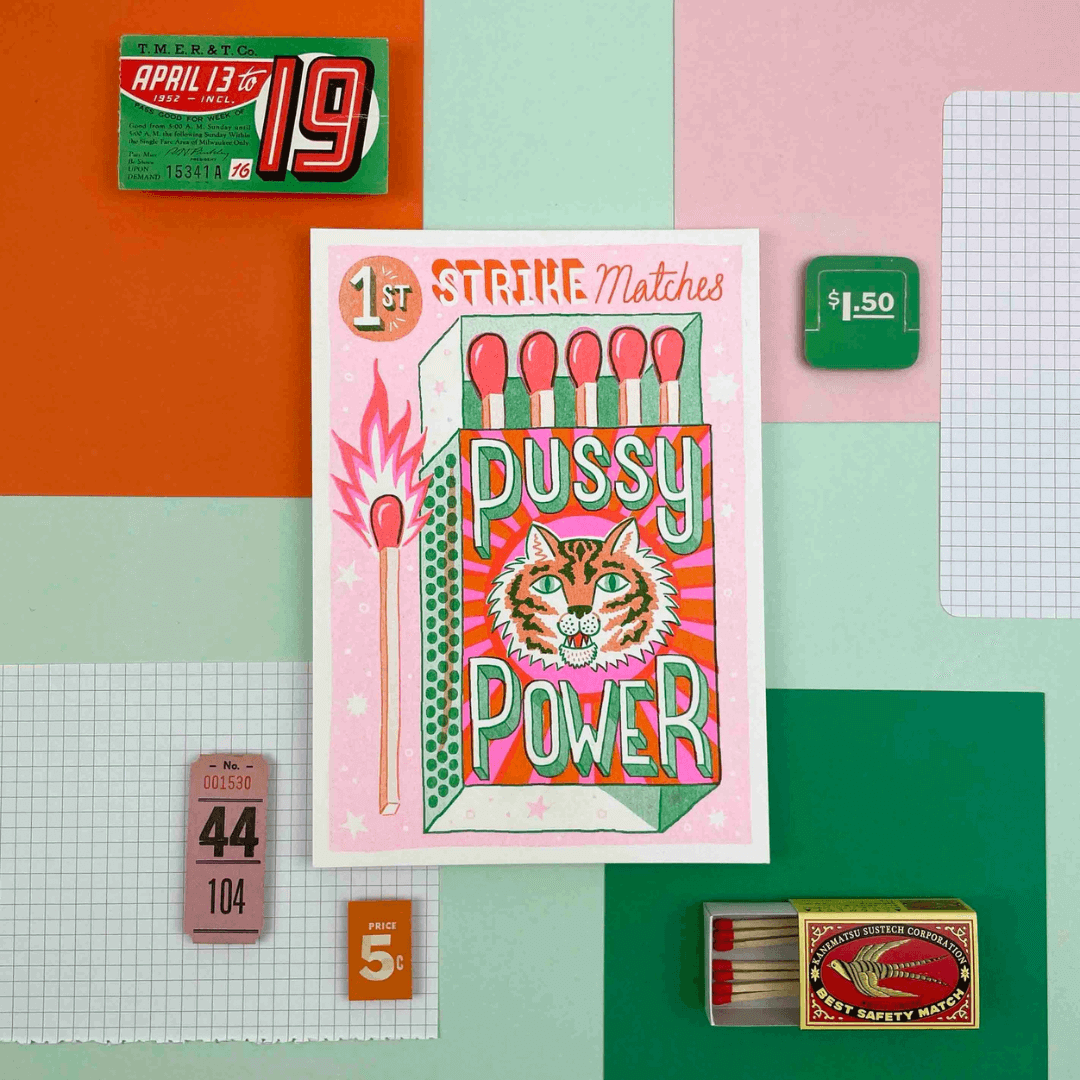 Pussy Power Matchbox A5 Riso Print
