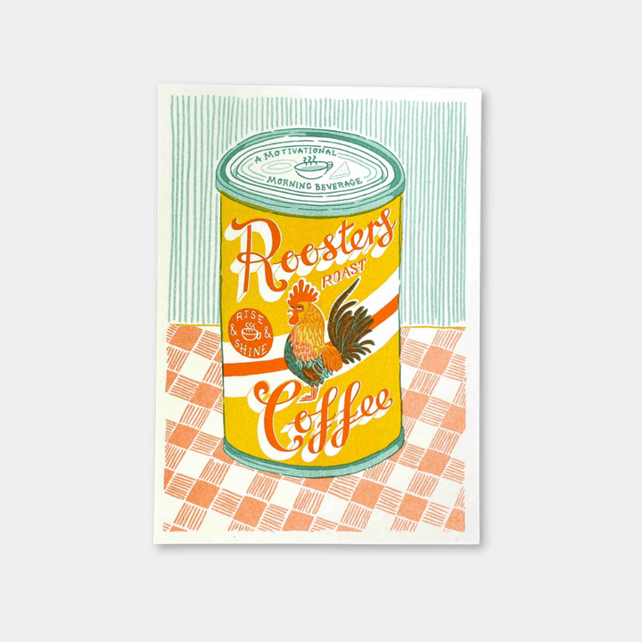 Rooster's Roast Coffee Tin A5 Riso Print