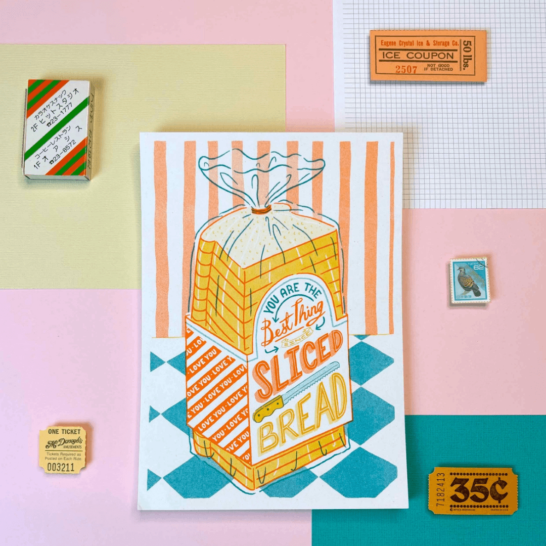 Sliced Bread A5 Riso Art Print