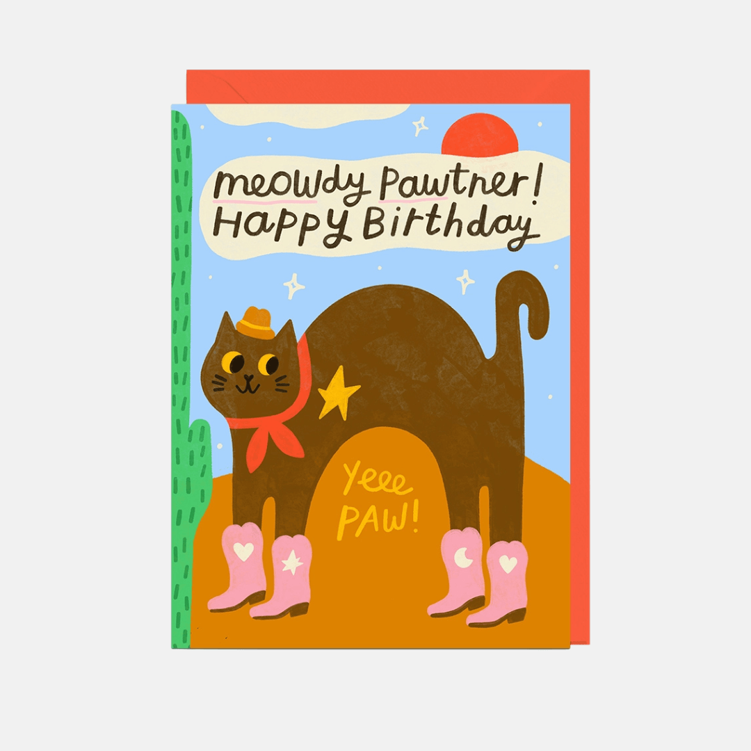 Meowdy Pawtner Birthday Greetings Card