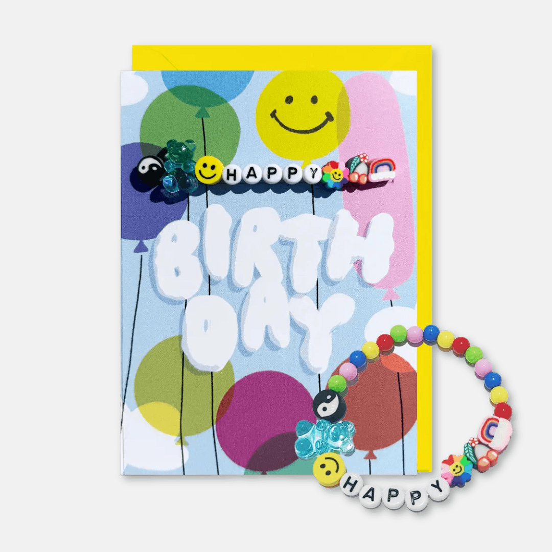 Birthday Balloons Greetings Card with Bracelet