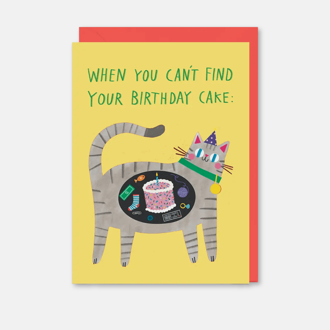 Birthday Cake Cat Greetings Card