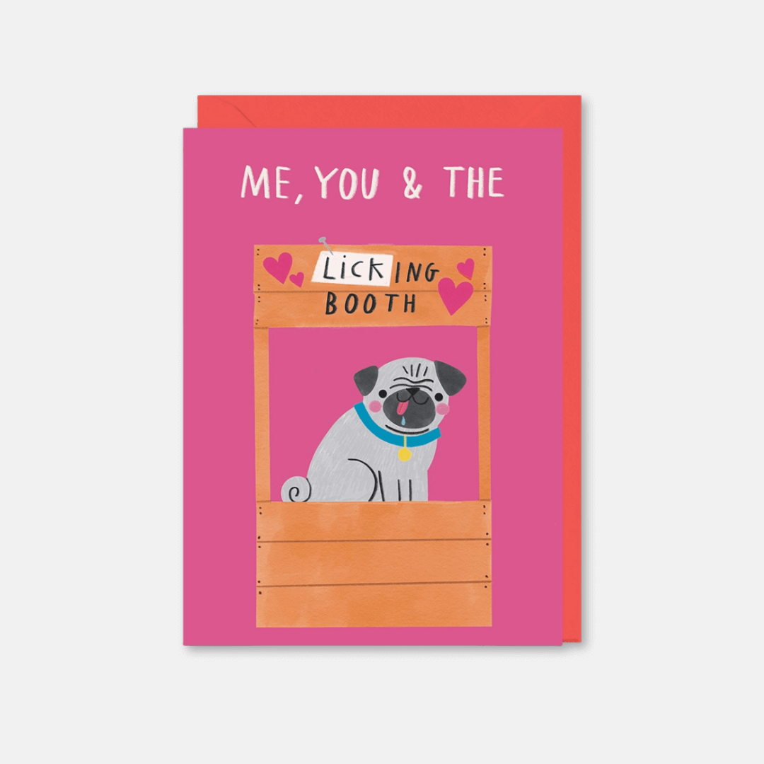 Licking Booth Dog Greetings Card