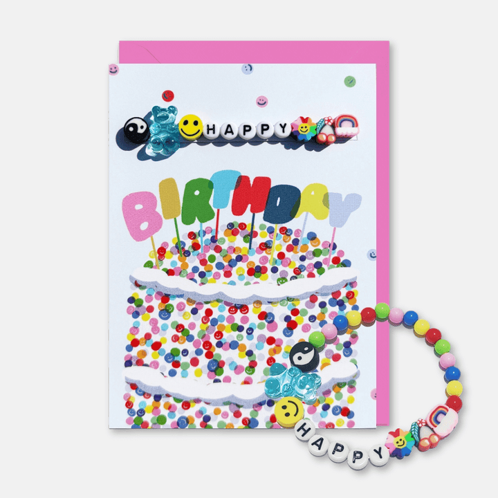 Smiley Birthday Greetings Card with Bracelet