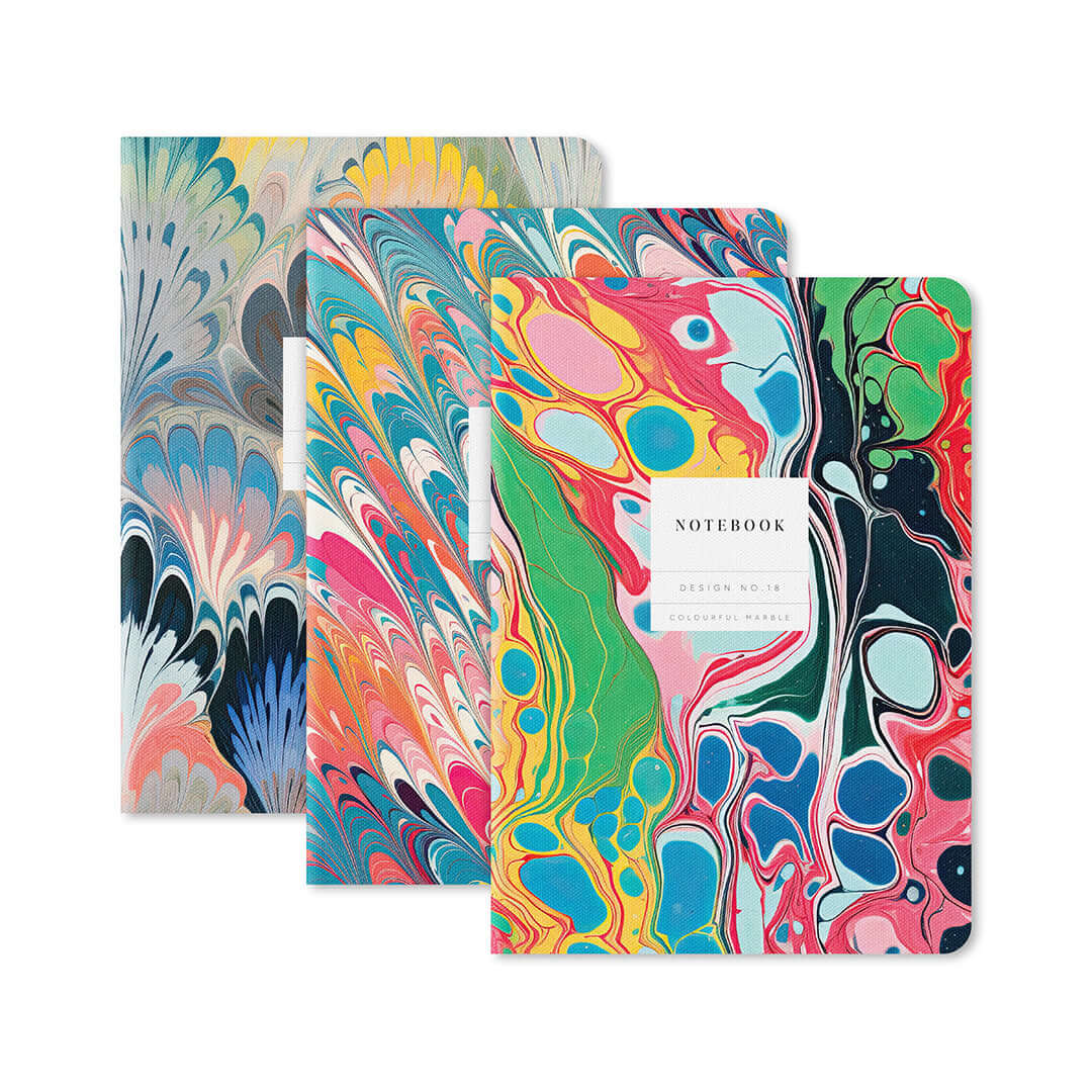 Marble Print Stitched Notebook Set