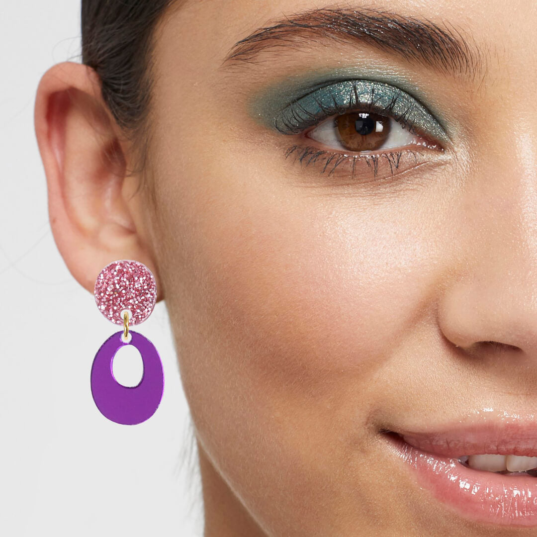 Glitter Circle Drop Earrings