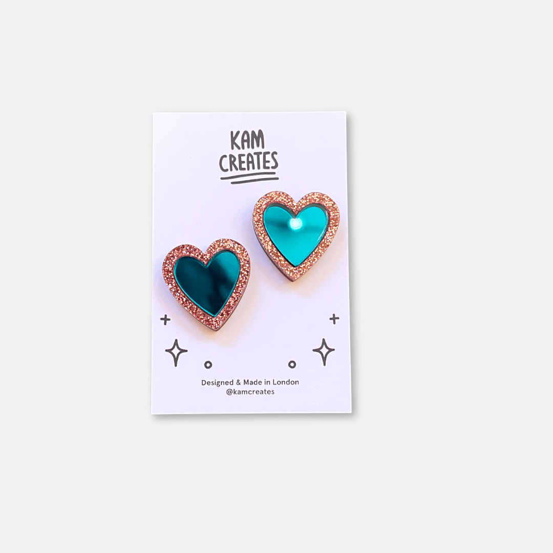 Glitter Heart Stud Earrings