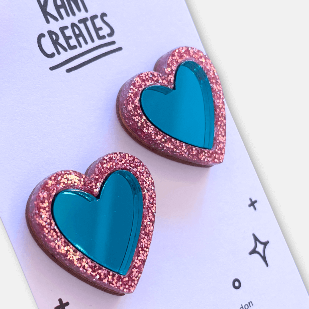 Glitter Heart Stud Earrings