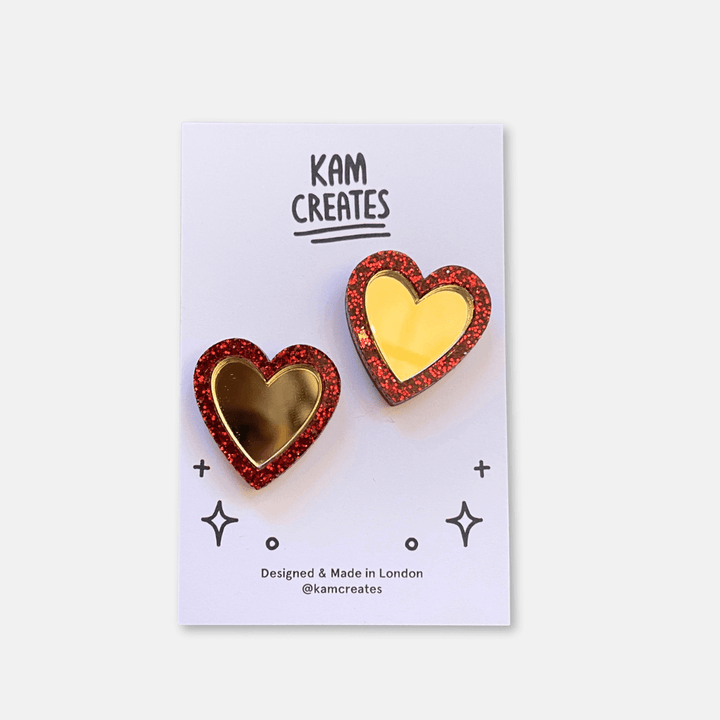 Glitter Heart Stud Earrings