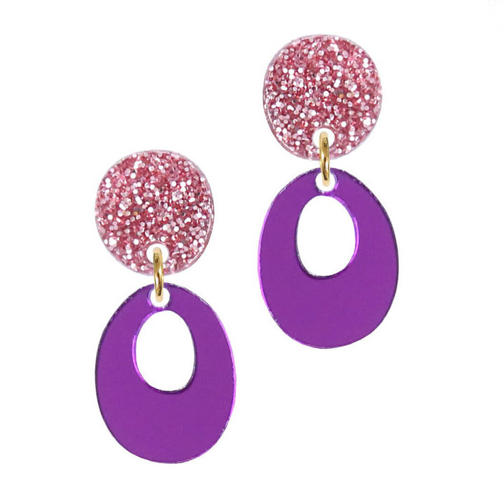 Glitter Circle Drop Earrings