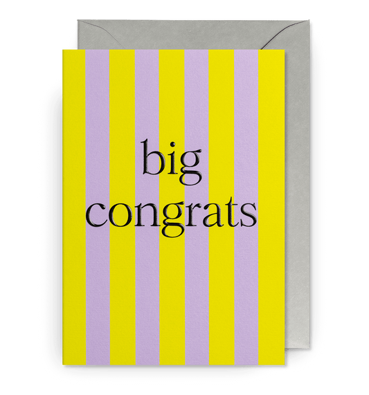 Big Congrats Stripey Greetings Card