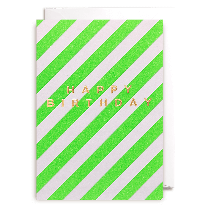 Stripey Happy Birthday Greetings Card