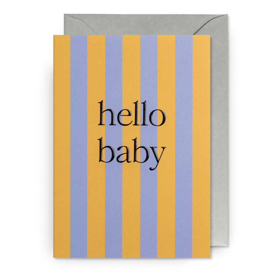 Hello Baby Stripey Greetings Card