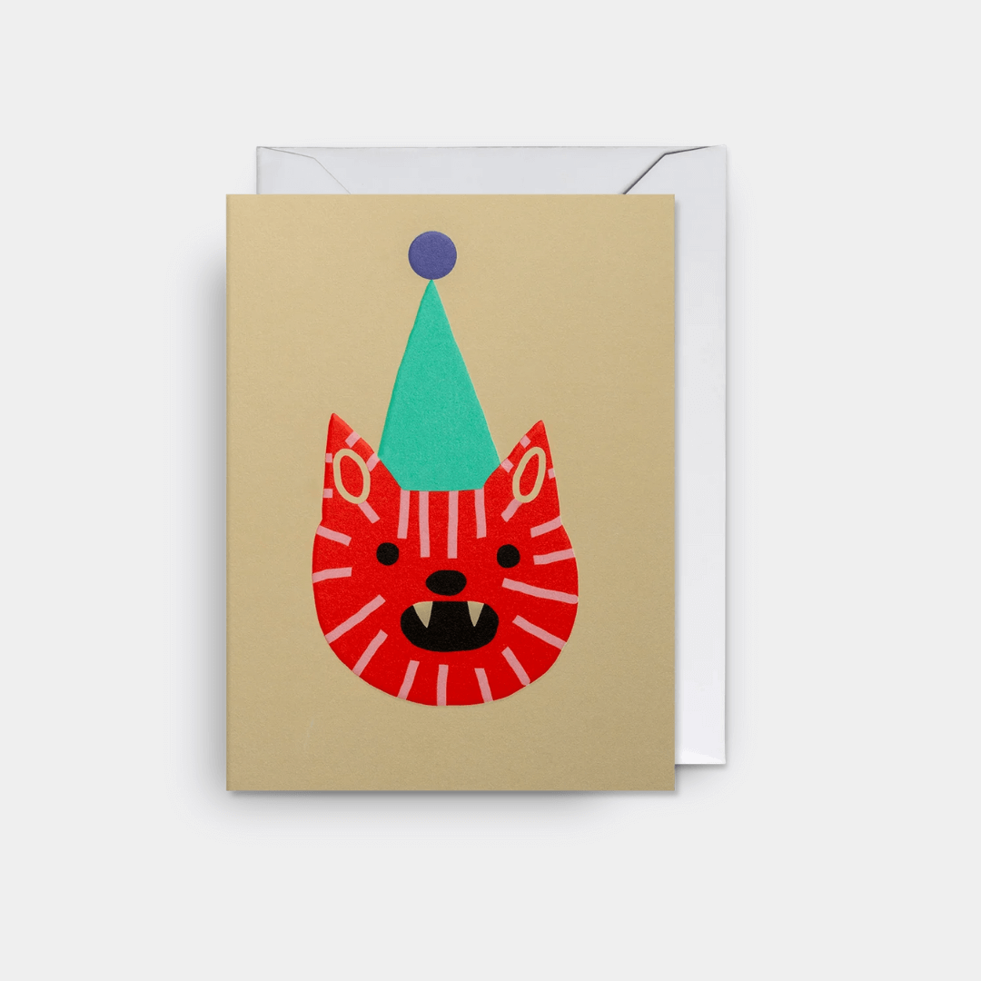Party Hat Tiger Mini Greetings Card
