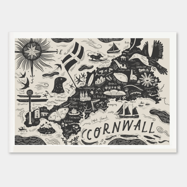 Cornwall Map A2 Art Print
