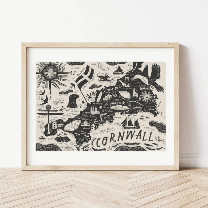 Cornwall Map A2 Art Print