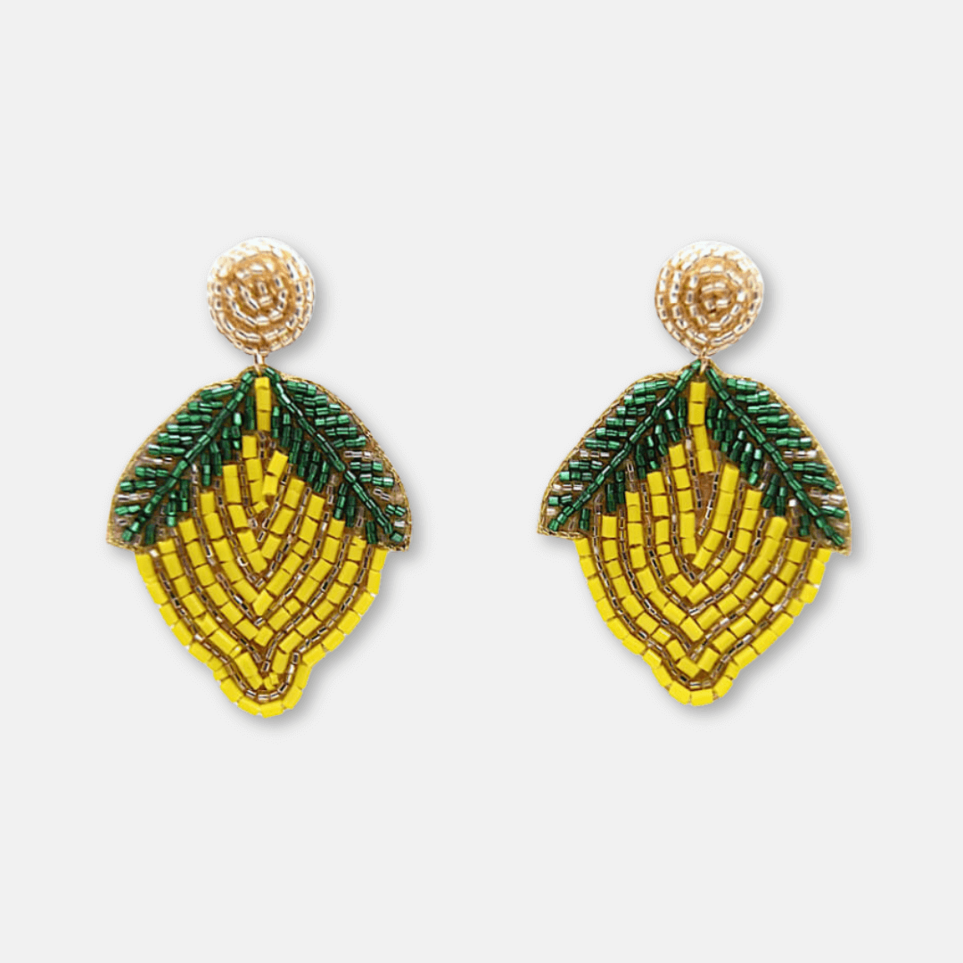 Beaded Lemon Earrings