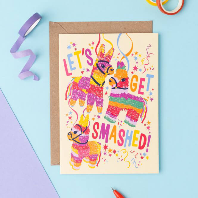 Smashed Piñata Birthday Greetings Card