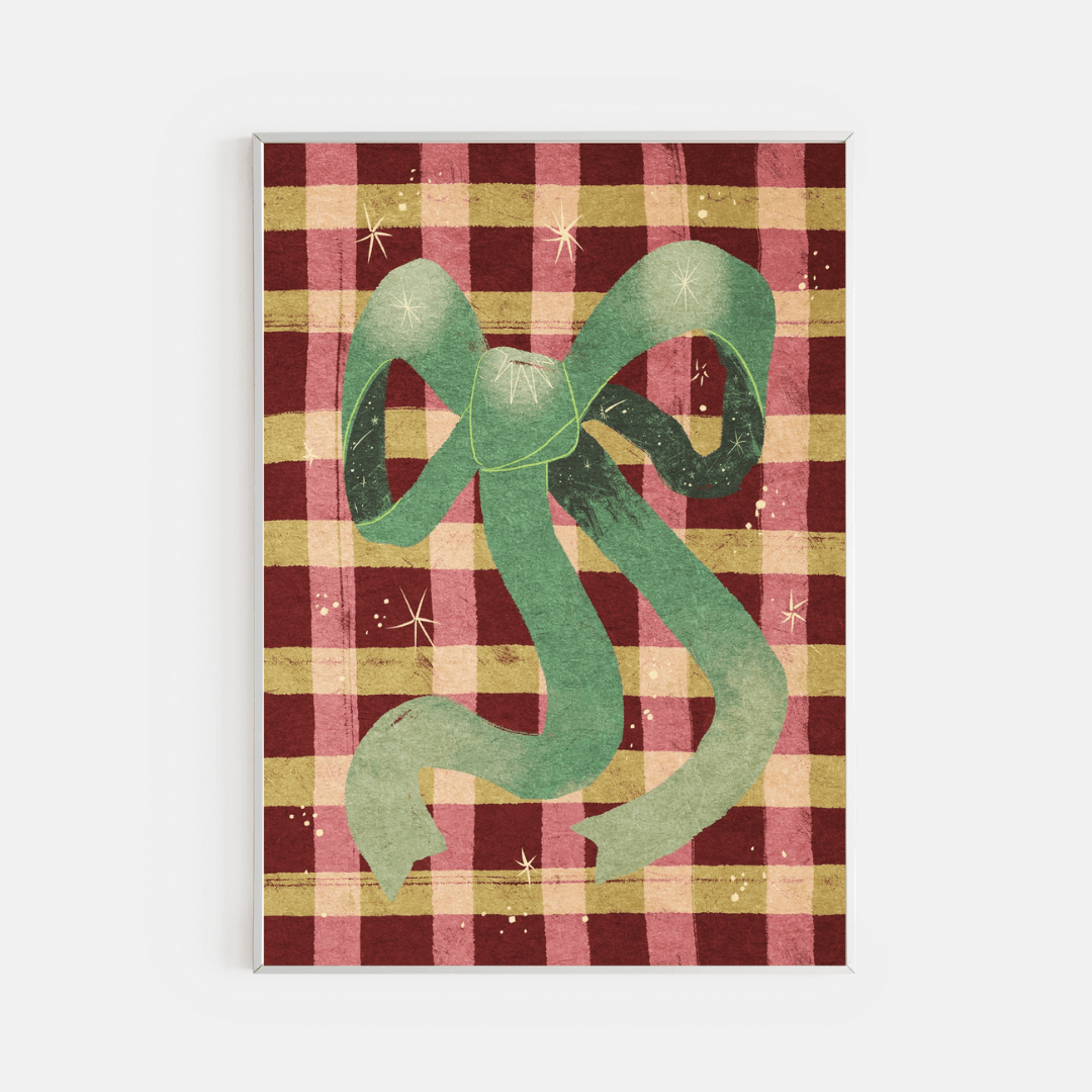 Gingham Bow A5 Art Print