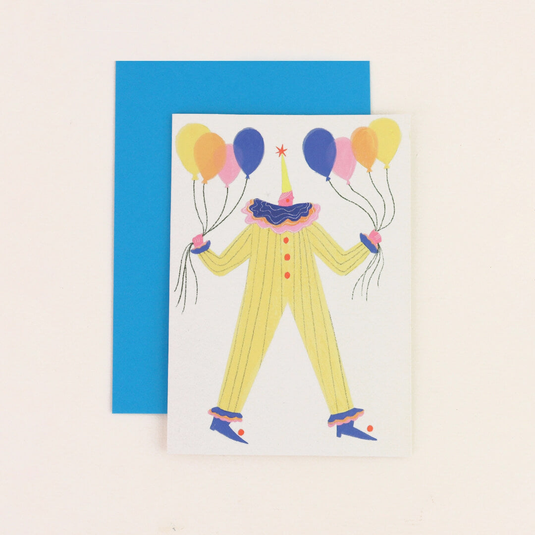 Circus Clown Balloons Greetings Card