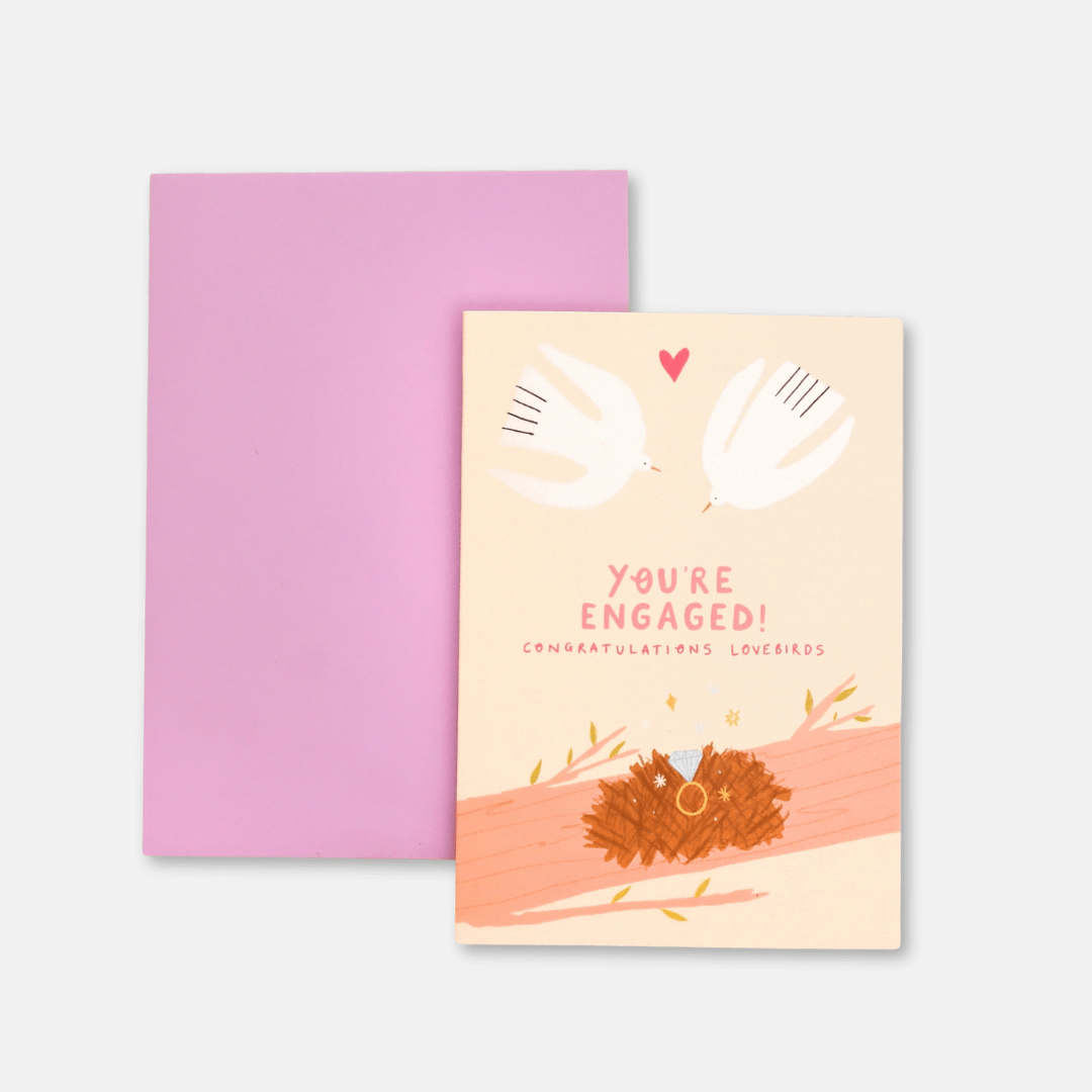 Engaged Lovebirds Greetings Card