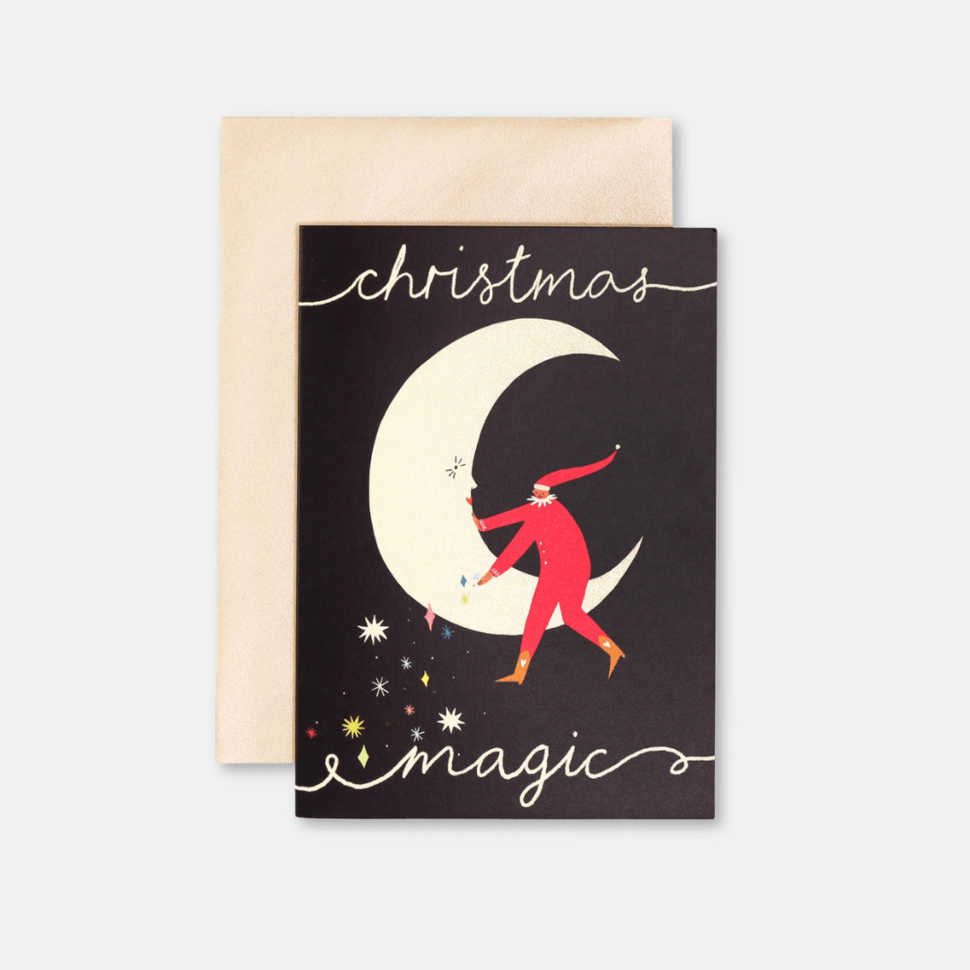 Festive Magic Moon Christmas Greetings Card