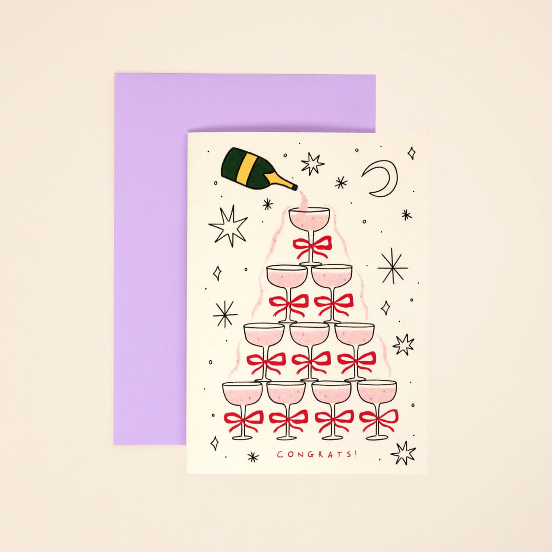 Congrats Champagne Tower Greetings Card