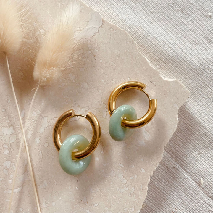 Jade Green Hoop Earrings