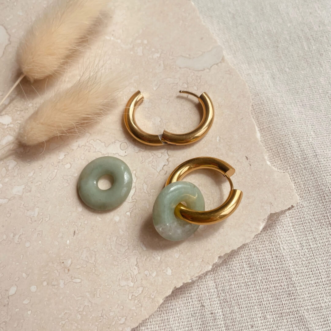 Jade Green Hoop Earrings