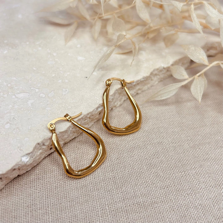 Gold Abstract Hoop Earrings