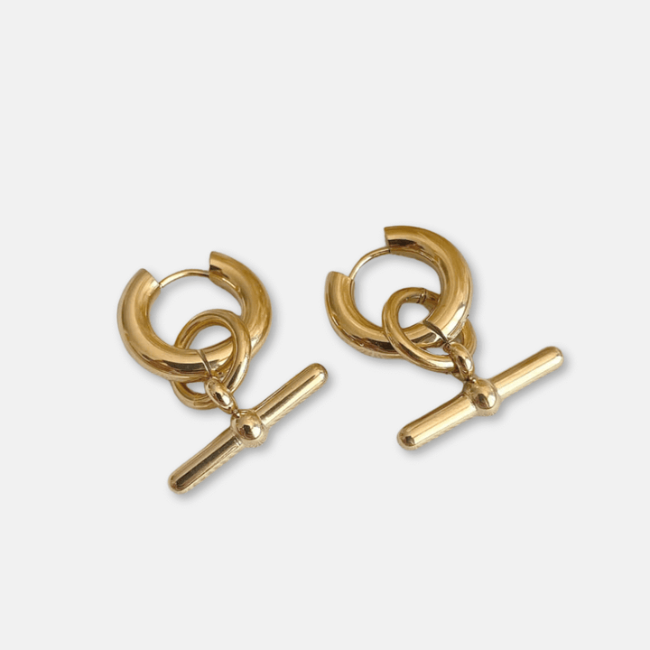 Gold Bar Hoop Earrings