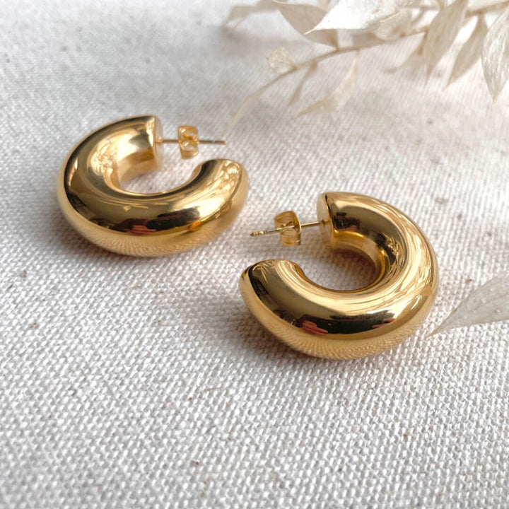 Lightweight Chunky Gold Hoops