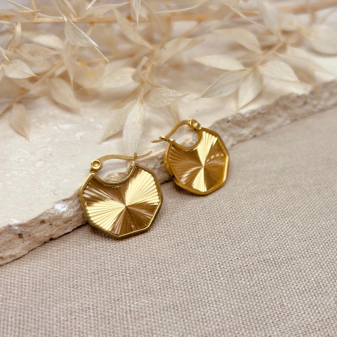 Sunrise Hexagon Hoop Earrings