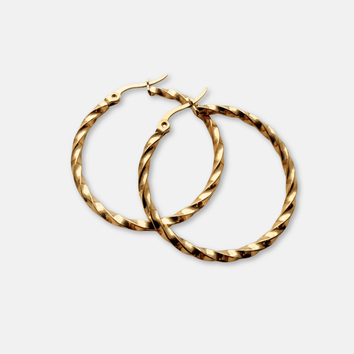 Gold Rope Twist Hoop Earrings