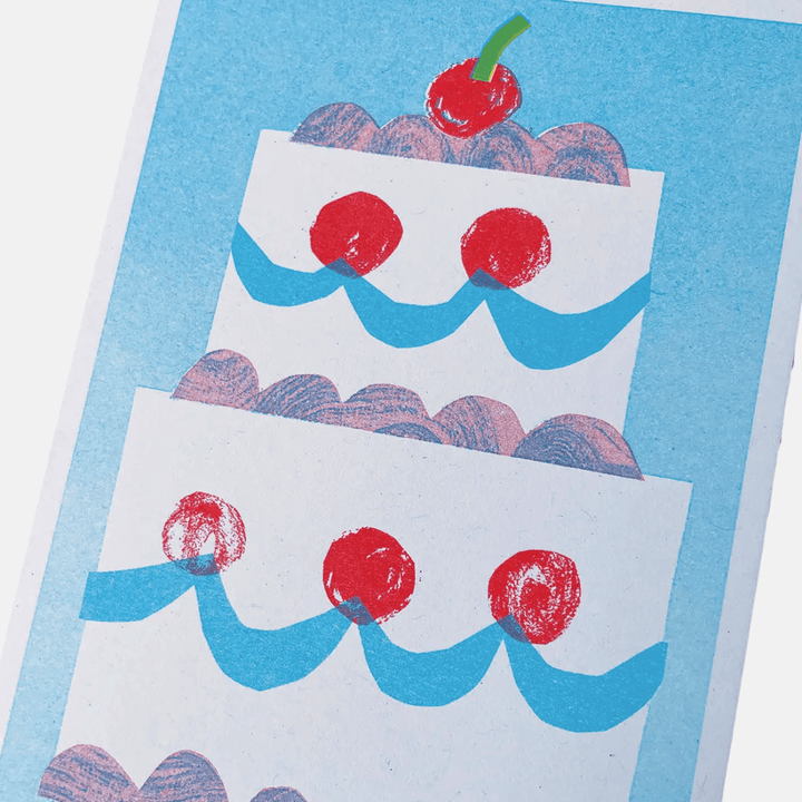 Cherry Cake Riso Greetings Card