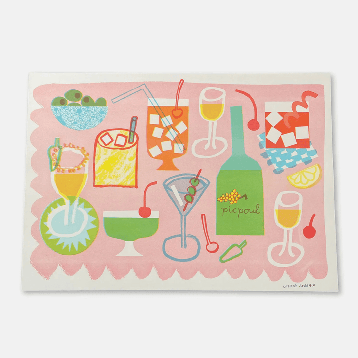 Cocktails A3 Riso Print
