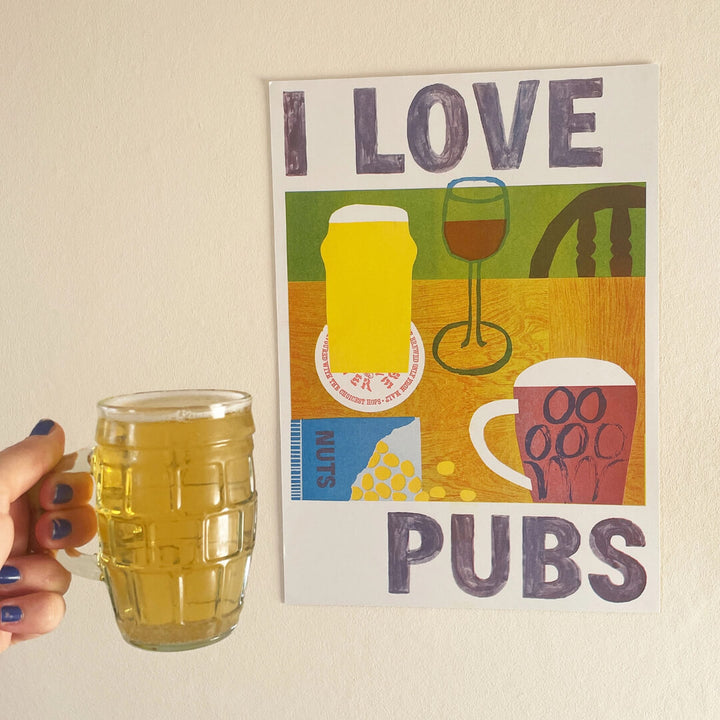 I Love Pubs A3 Riso Art Print